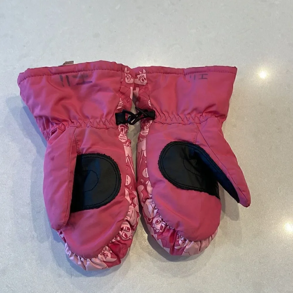 Dakine kids mittens size large 3-4 year  nice shape. Love the design.